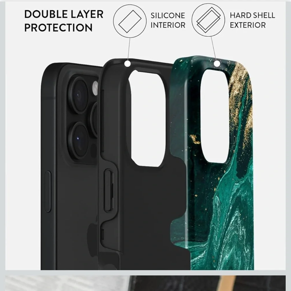BURGA Emerald Pool Green and Gold Metallic Phone Case for iPhone 16 Pro Max 6.9